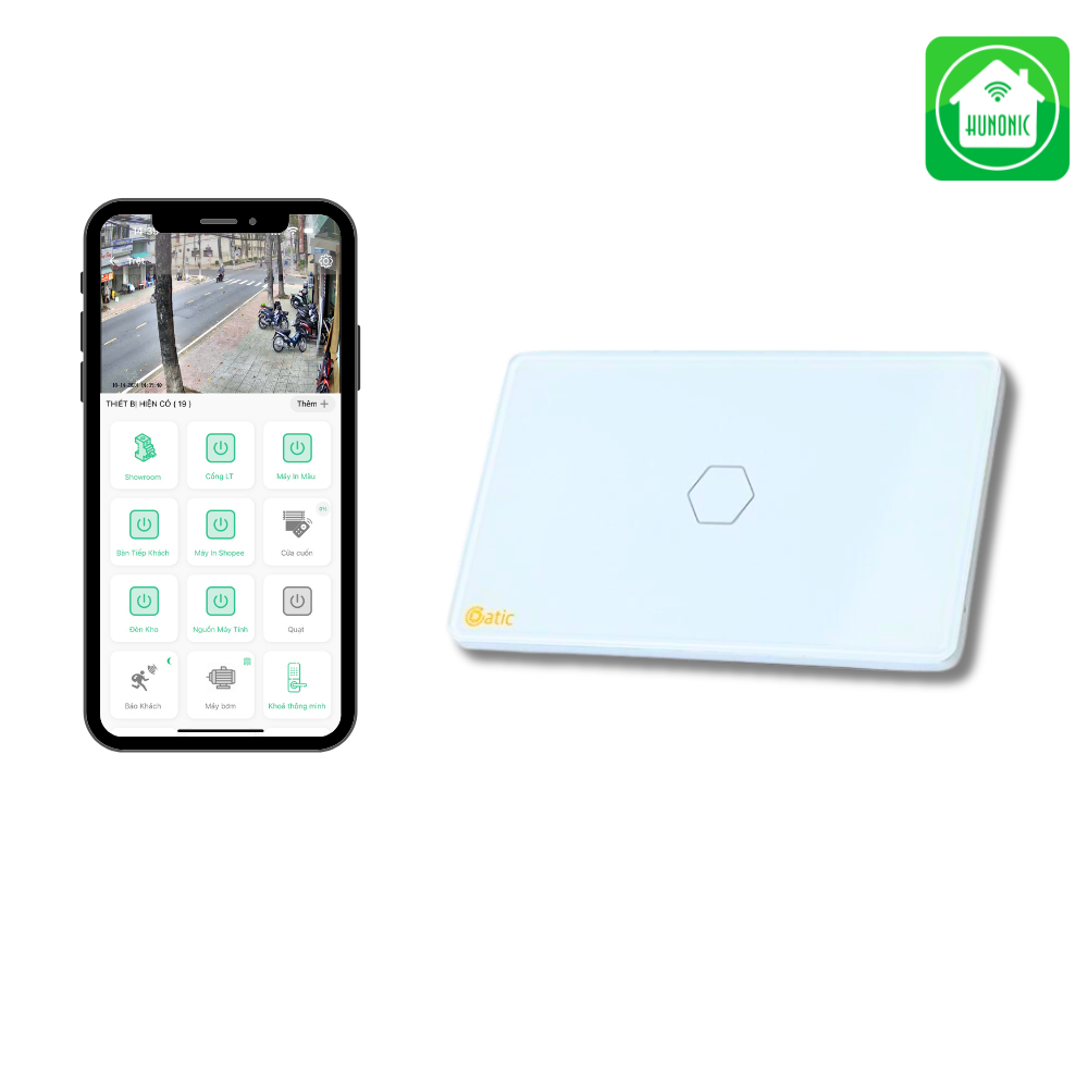 Công tắc cảm ứng Wifi Datic 1 Nút - Màu Đen/Trắng