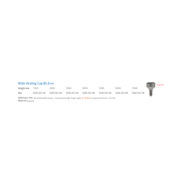  WIDE HEALING CAP 5.0mm 