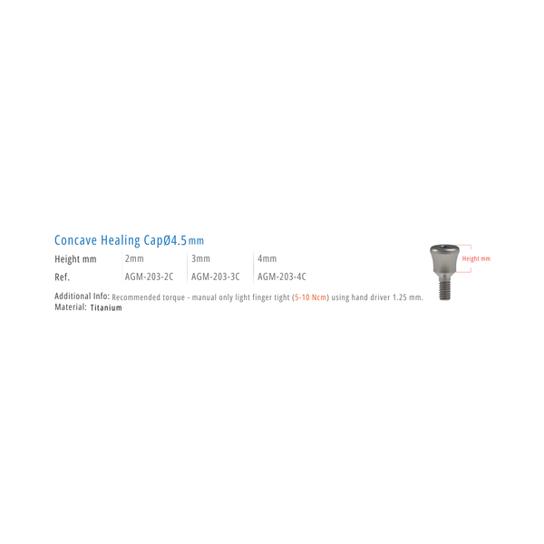  CONCAVE HEALING CAP 4.5mm 