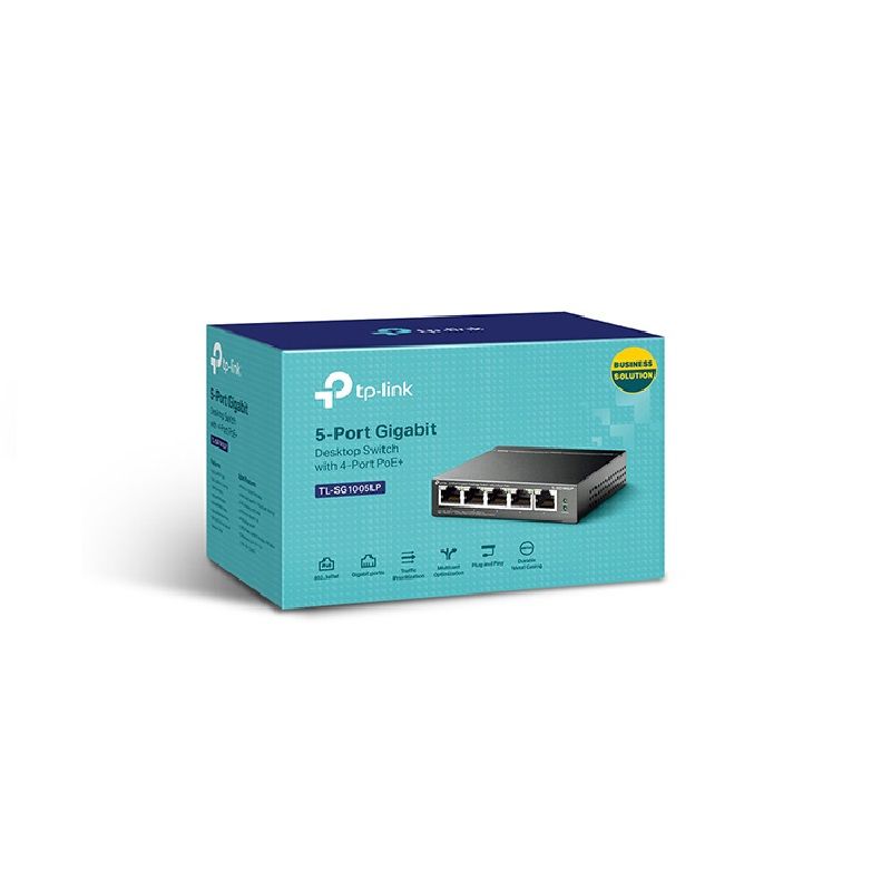 Switch TP-Link TL-SG1005LP (Gigabit (1000Mbps)/ 5 Cổng/ 4 cổng PoE/ Vỏ Thép)