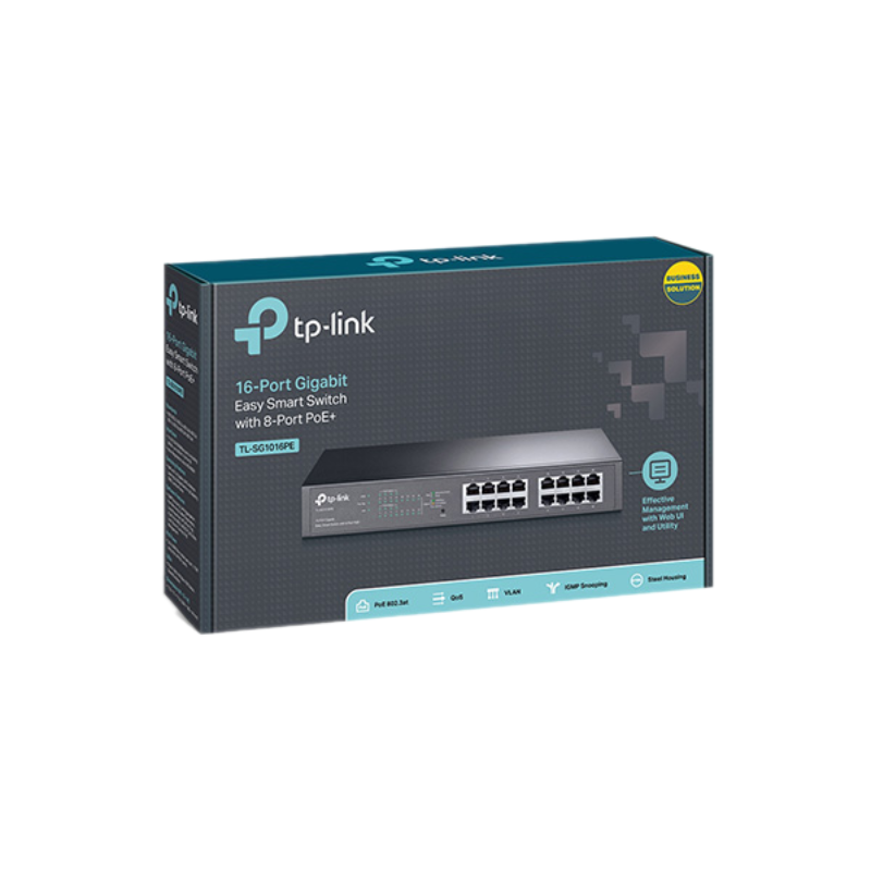 Switch TP-Link TL-SG1016PE (Gigabit (1000Mbps)/ 16 Cổng/ Smart Switch/ 8 cổng PoE/ Vỏ Thép)