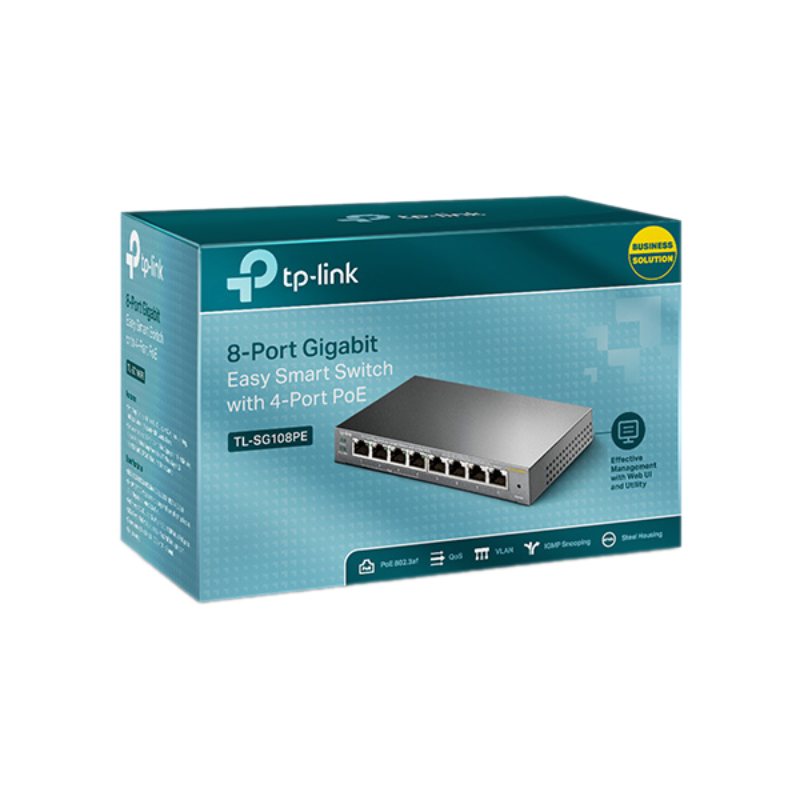 Switch TP-Link TL-SG108PE (Gigabit (1000Mbps)/ 8 Cổng/ Smart Switch/ 4 cổng PoE/ Vỏ Thép)