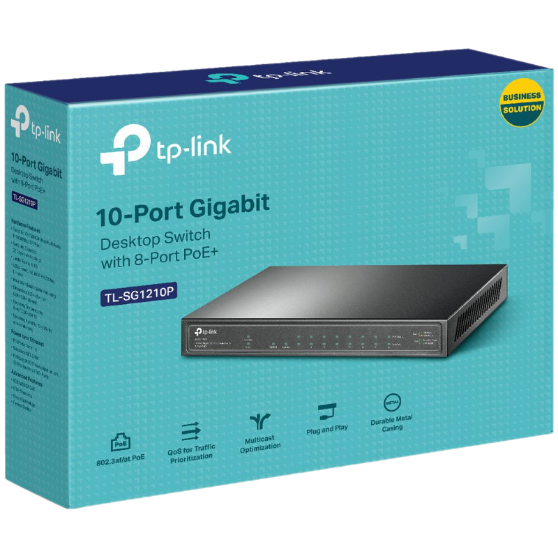 Switch 10 cổng Gigabit TP-LINK TL-SG1210P (Gigabit (1000Mbps)/ 10 Cổng/ 8 cổng PoE/ Vỏ Thép)