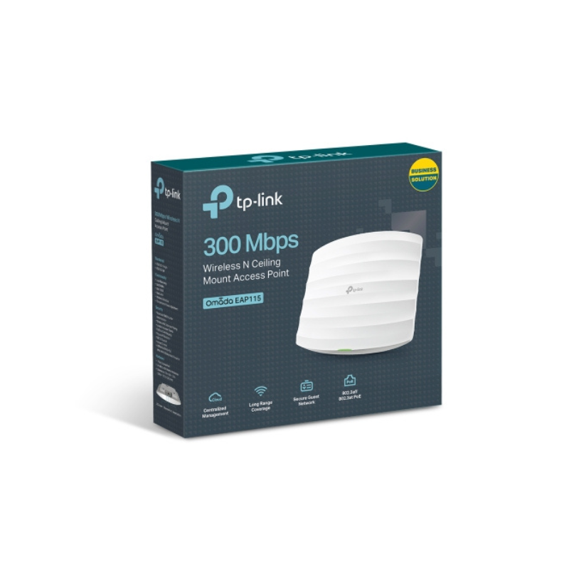 Bộ phát wifi TP-Link EAP115 (Chuẩn N/ 300Mbps/ 2 Ăng-ten ngầm/ Wifi Mesh/ 25 User/ Gắn trần/tường)