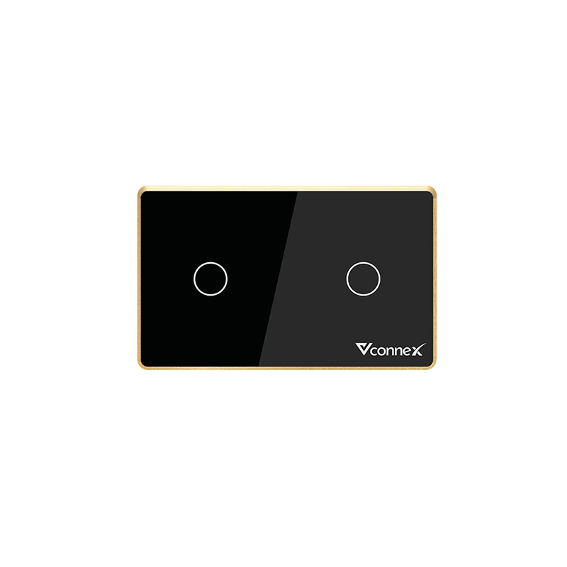 Công tắc thông minh Vconnex 2 kênh chữ nhật Viền nhôm - VCN-WS02L-USW