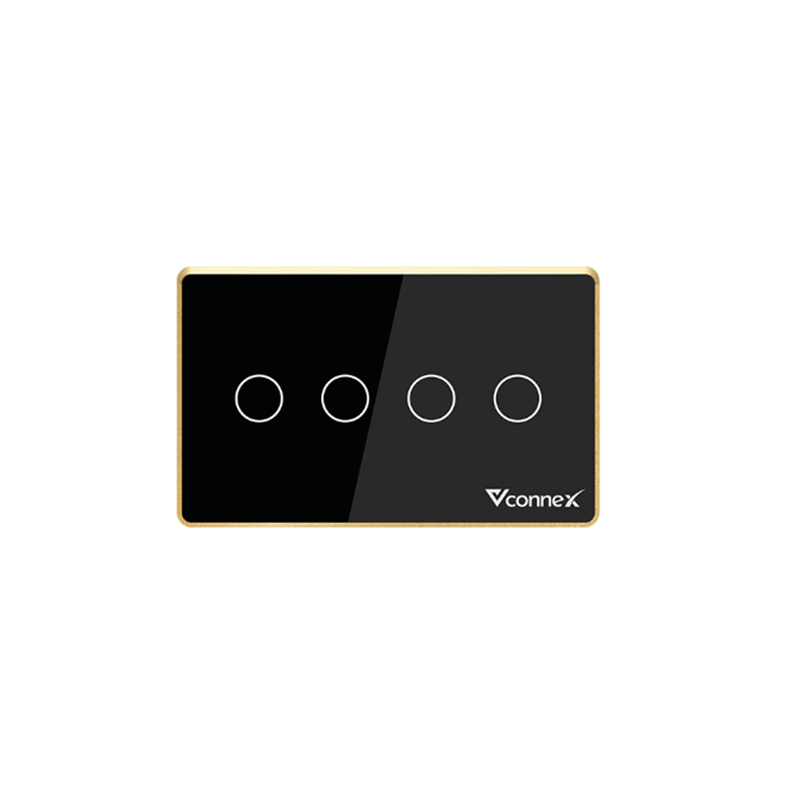 Công tắc thông minh Vconnex 4 kênh chữ nhật Viền nhôm - VCN-WS04L-USW/B