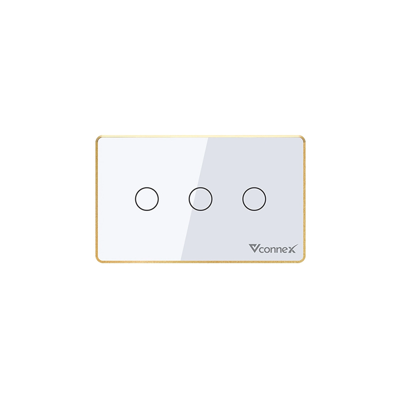 Công tắc thông minh Vconnex 3 kênh chữ nhật Viền nhôm - VCN-WS03L-USW/B