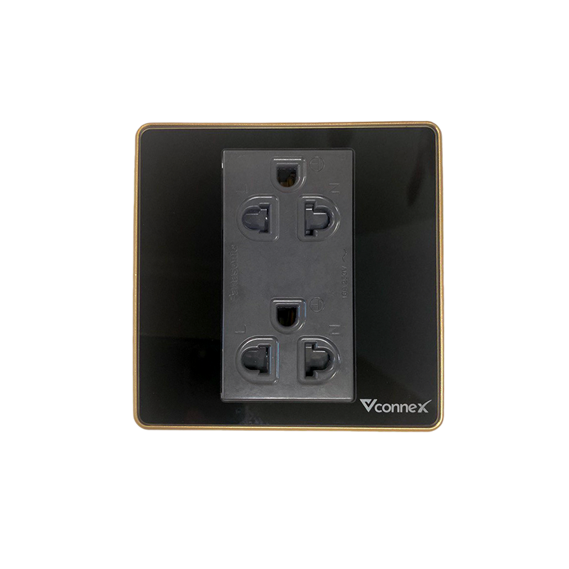 Mặt kính ổ cắm viền nhôm - hình vuông VCN-SKBL-EU/ VCN-SKWL-EU