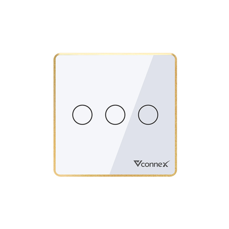 Công tắc thông minh Vconnex 3 kênh vuông Viền nhôm - VCN-WS03L-EUW/B