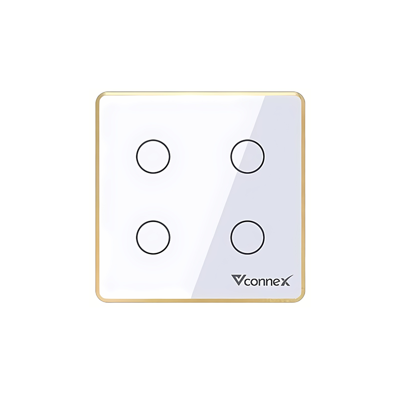 Công tắc thông minh Vconnex 4 kênh vuông Viền nhôm - VCN-WS04L-EUW/B