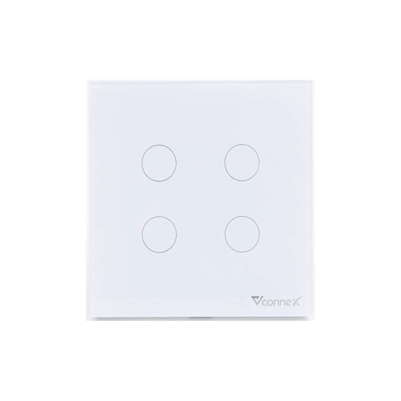 Công tắc thông minh Vconnex 4 kênh vuông không viền - VCN-WS04-EUW