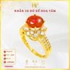 Nhẫn 1 Hột Đỏ Đế Hoa Tấm Vàng 610 KIM PHÁT