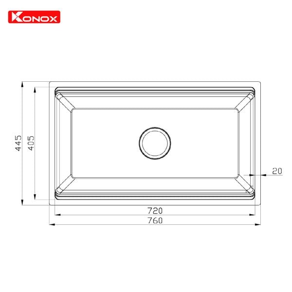 Kích Thước Chậu rửa bát Konox Workstation-Undermount Sink KN7644SU