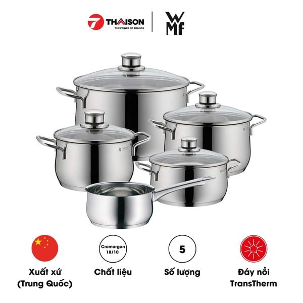 Bộ nồi từ 5 món WMF DIADEM PLUS 5PC 0730356040