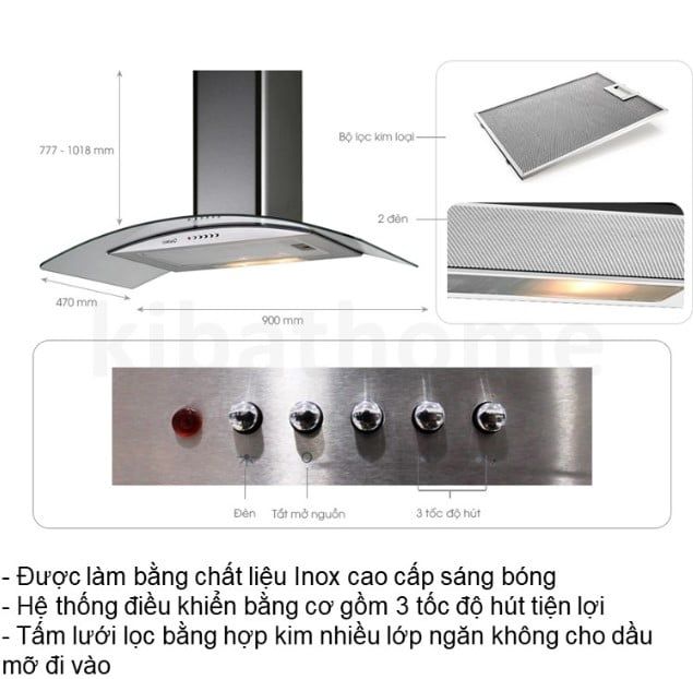 Máy hút mùi CATA C-Glass 700 áp tường