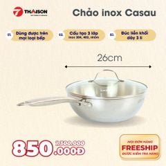 Chảo inox 304 Casau đúc liền khối 3 lớp đáy