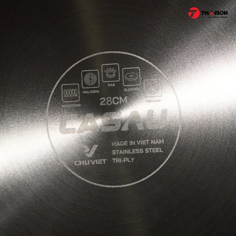 Chảo inox 304 Casau đúc liền khối 3 lớp đáy
