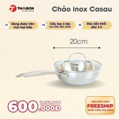 Chảo inox 304 Casau đúc liền khối 3 lớp đáy