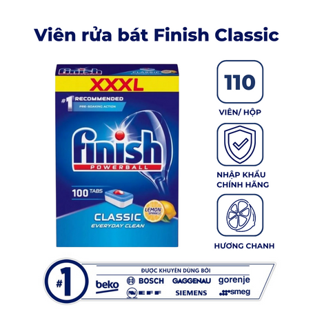 Viên rửa bát Finish clasic 100 viên