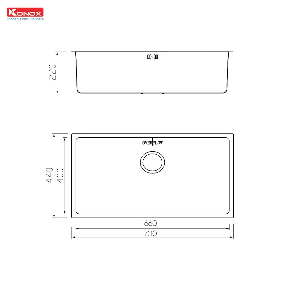 Chậu rửa bát Konox Workstation-Undermount Sink KN7044SU Dekor