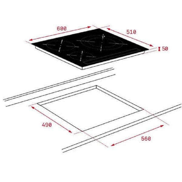 Bếp từ TEKA IZC 63320 BK MSS kích thước