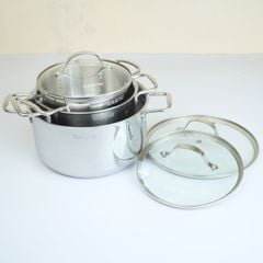 Bộ nồi bếp từ 3 món Casau inox 304 chính hãng