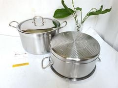 Bộ nồi xửng hấp inox 430 Fivestar nắp kính 32cm 02 pcs