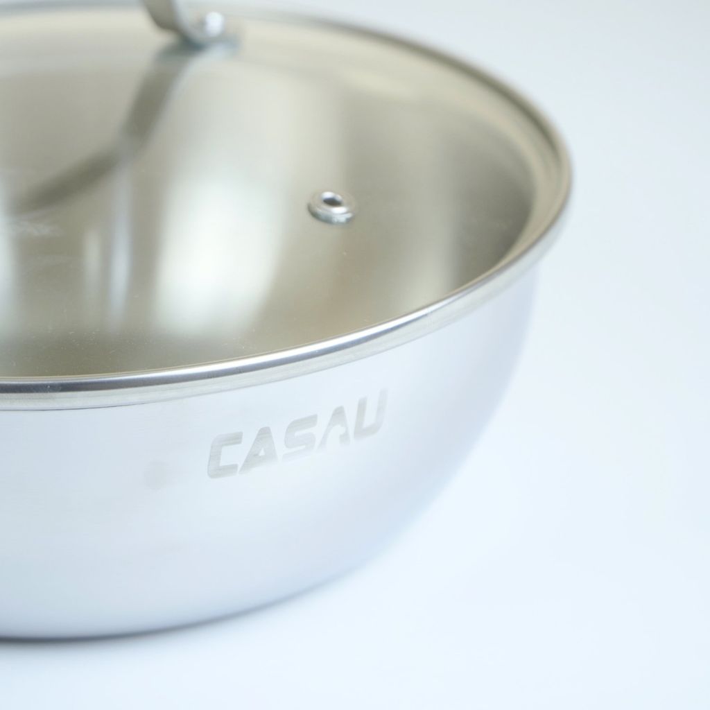 Chảo inox 304 Casau đúc liền khối 3 lớp đáy