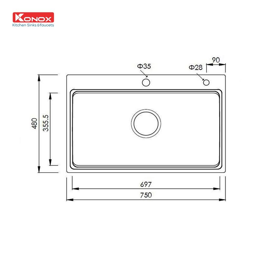 Chậu rửa bát Konox Overmount Sink KN7548SO