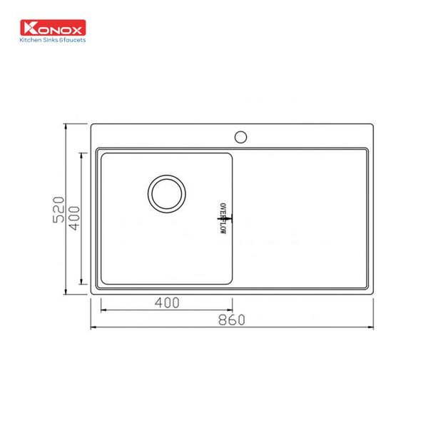 Kích thước Chậu rửa bát Konox Topmount UNICO 8652