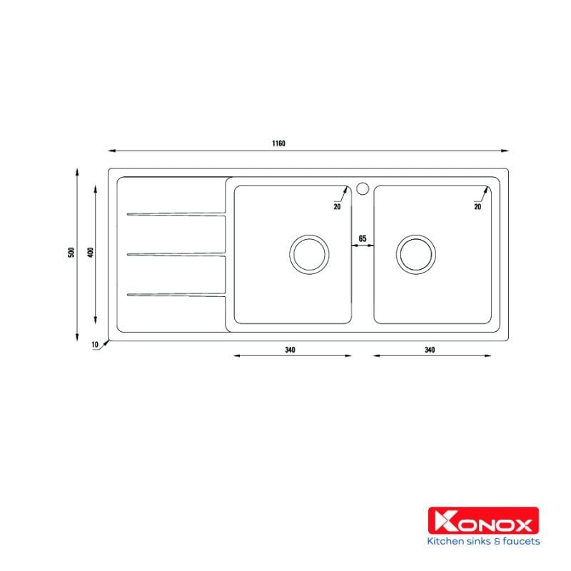 Chậu rửa bát Konox Turkey Beta 1160