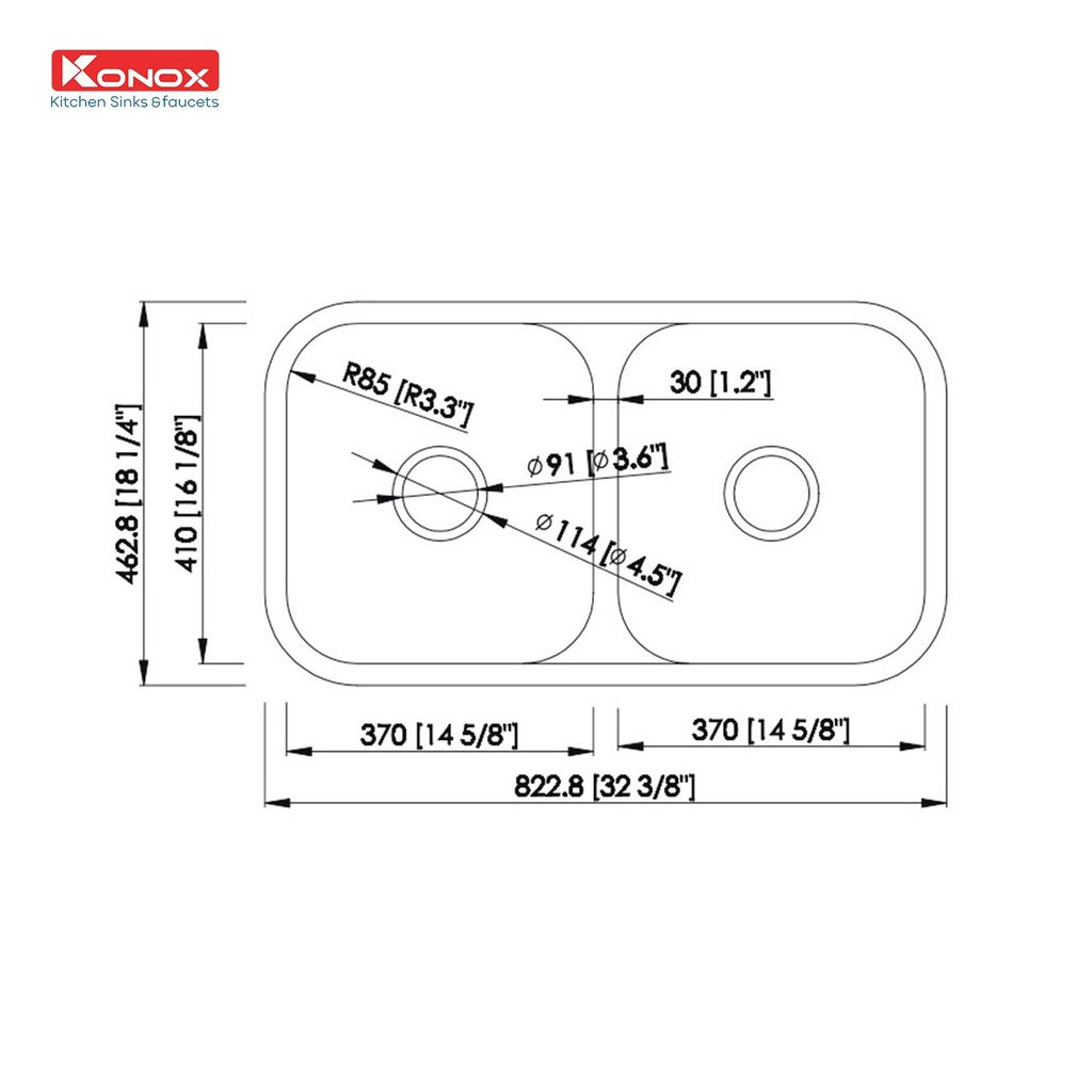 Chậu rửa bát Konox Undermount sink KN8246DUA