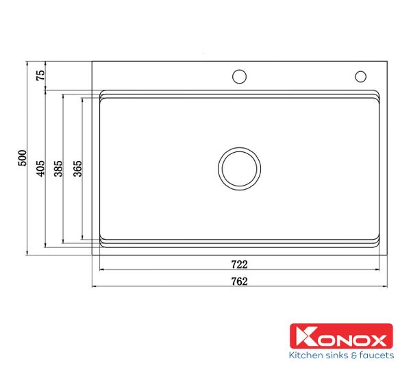 Kích thước Chậu rửa bát Konox Workstation-Topmount Sink KN7650TS