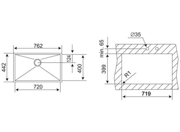 Chậu rửa bát Teka BE LINEA R0 72.40 kích thước