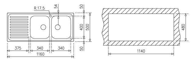 Chậu rửa bát Teka CLASSIC 1160.500 2B.1D