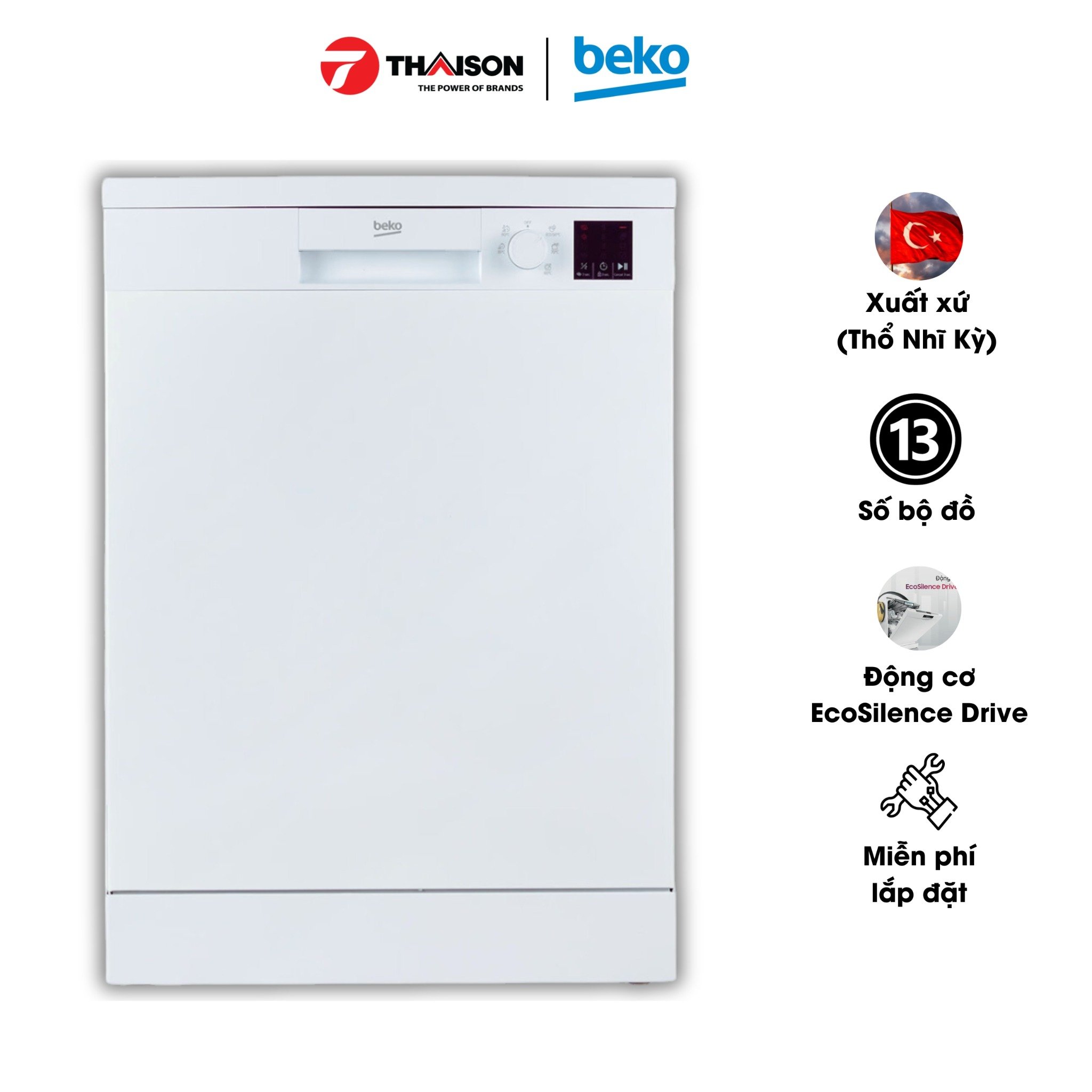 Máy rửa bát BEKO DVN05320W độc lập 13 bộ giá tốt nhất 2024