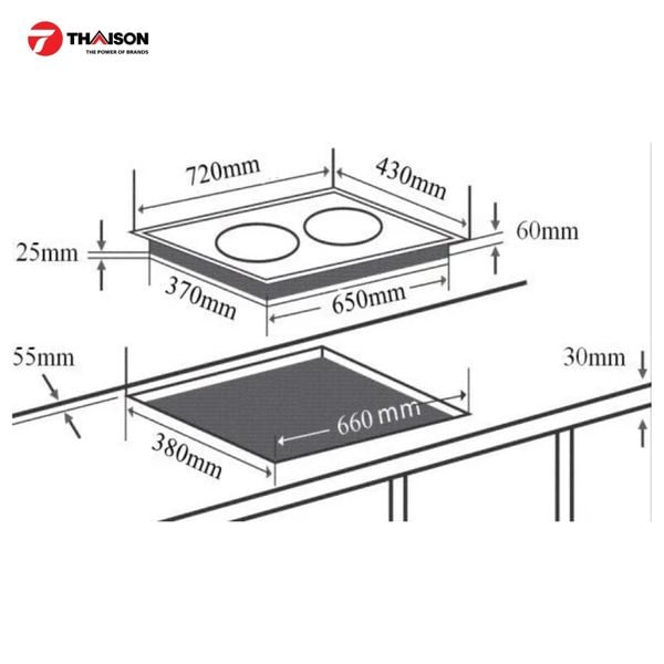Bếp từ CHEFS EH-DIH220 kích thước