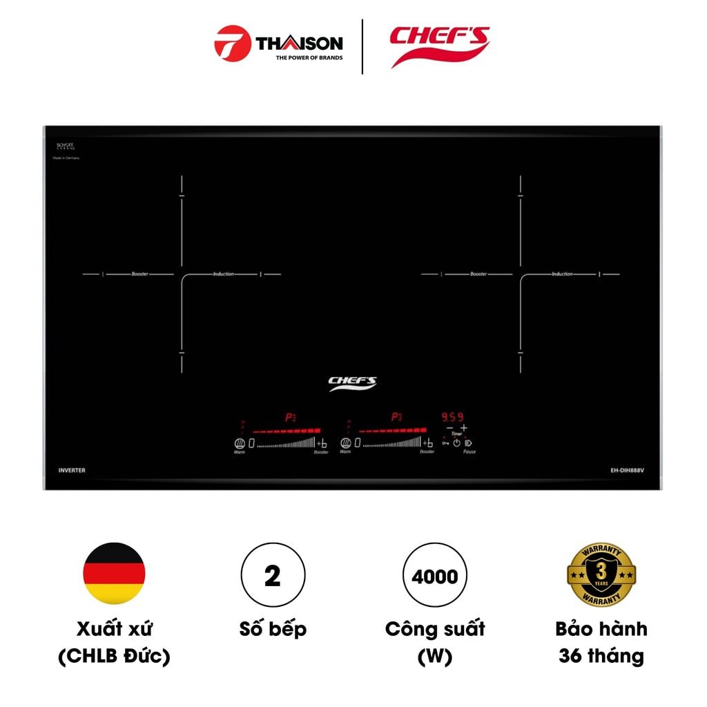 Bếp từ Chefs EH-DIH888V 2 vùng nấu nhập khẩu Đức