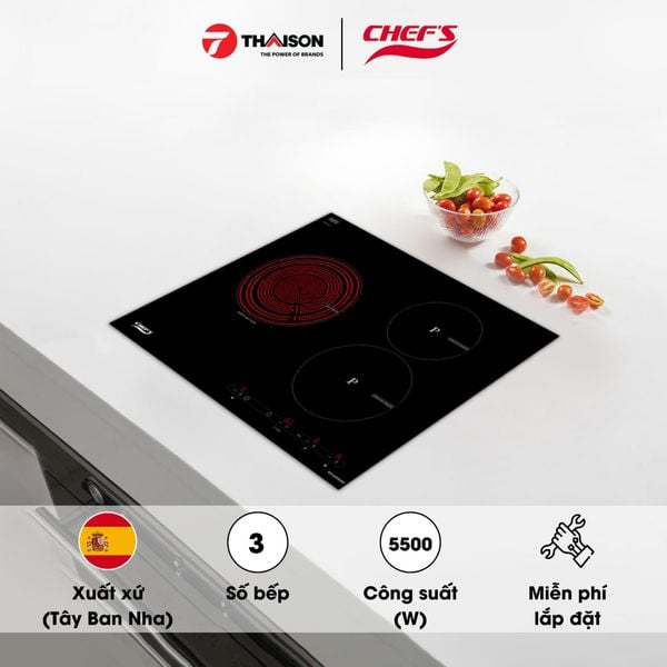 Bếp điện từ Chefs EH-MIX545N 3 vùng nấu âm tủ