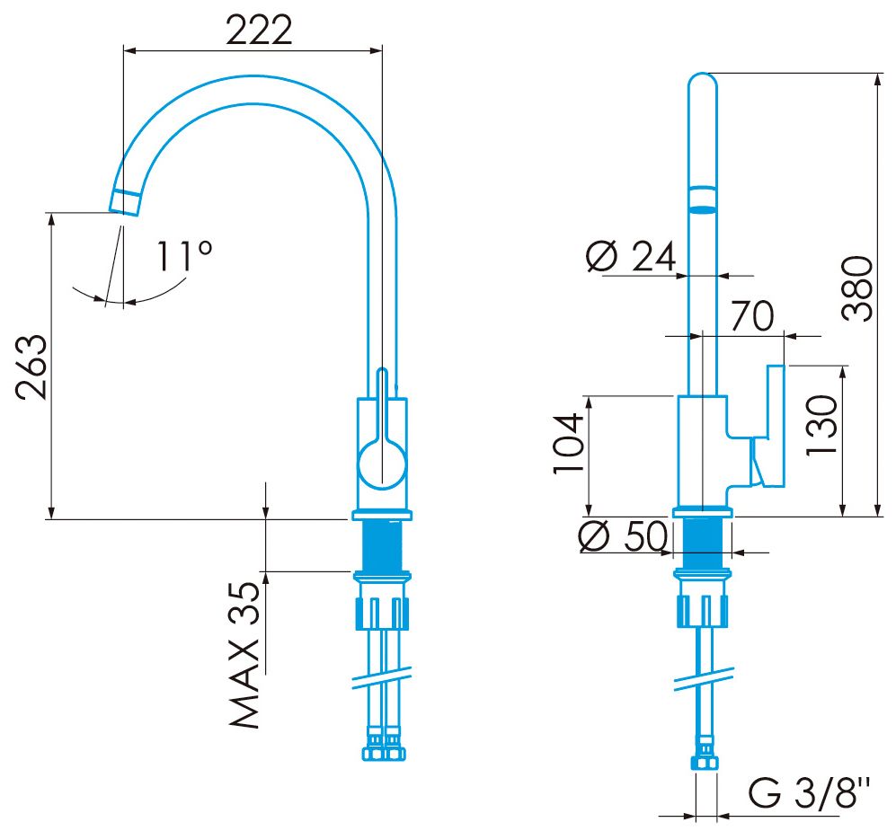 VÒI rửa bát Edesa NIAGARA INOX