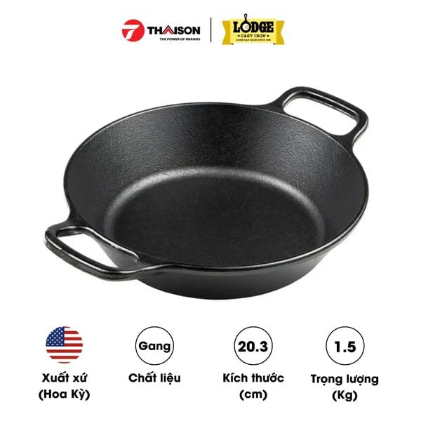 Chảo gang Lodge lòng sâu hai tay cầm L5RPL3 20.3cm