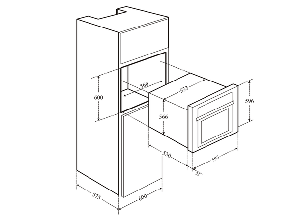 Lò nướng Cata ME 7207 kích thước