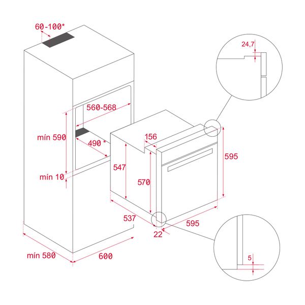 Lò nướng Teka HBB 610 BK kích thước