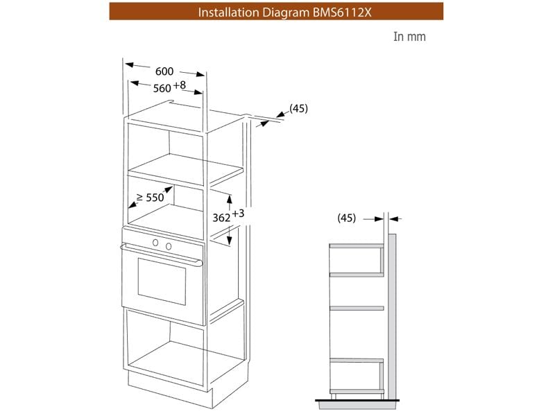 Lò vi sóng Brandt BMS6112X âm tủ