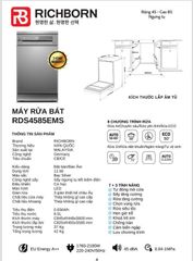 Máy rửa bát Richborn RDS4585EMS 11 bộ