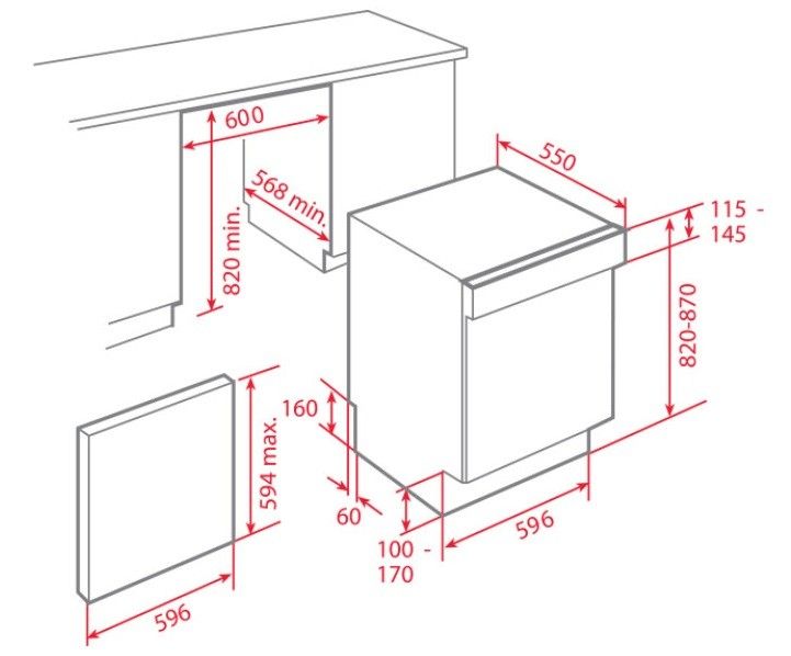 Máy rửa bát Teka DW9 55 S bán âm 12 bộ