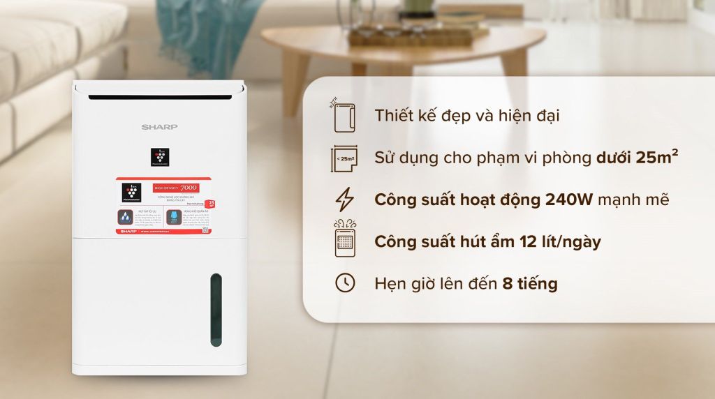 Máy hút ẩm Sharp DW-D12A-W 12 lít