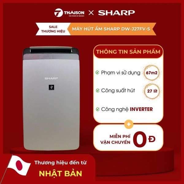 Máy hút ẩm Sharp DW-J27FV-S kèm lọc không khí