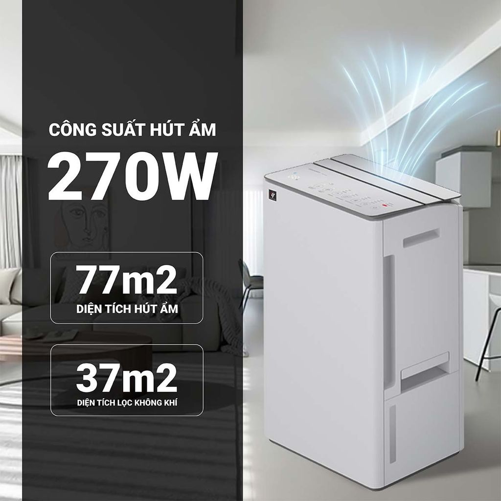 Máy hút ẩm Sharp DW-T30FV-W / H kèm lọc không khí