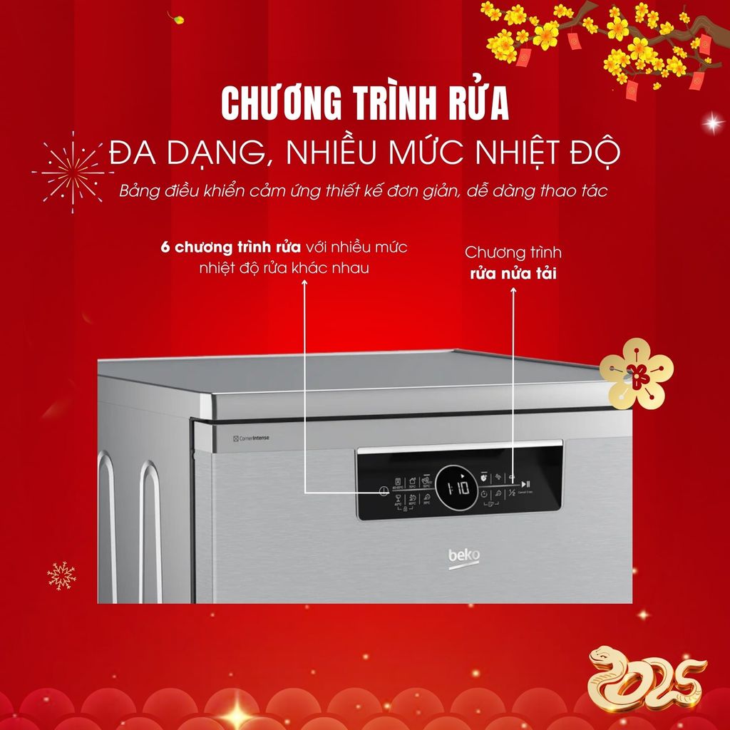 Máy rửa bát Beko BDFN36530XC rửa siêu sạch, sấy siêu khô